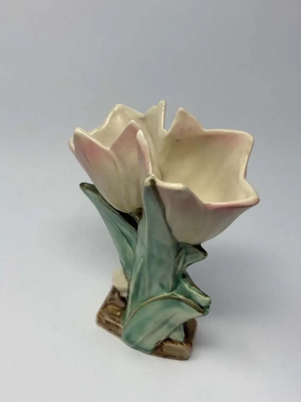 Vintage McCoy Pottery Double Tulip Vase Pink and Green Ceramic Planter